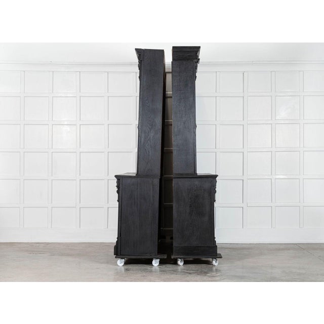 Large English Bookcase in Bleached Carved Oak, 1890 For Sale - Image 3 of 18