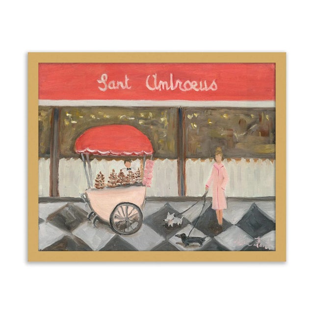 Alice Ford Sant Ambroeus by Alice Ford in Pale Gold Frame, XS Art Print For Sale - Image 4 of 4