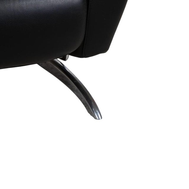 Black Michelle Leather Chrome Two-Seater Black Manual Function Sofa from Stressless For Sale - Image 8 of 14