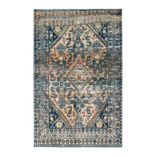 1970s Vintage Turkish Oushak Handmade Wool Cotton Orange Area Rug For Sale