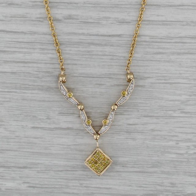Modern 0.24ctw Yellow Diamond Pendant Necklace 14k Gold Convertible Shape Magnetic For Sale - Image 3 of 7