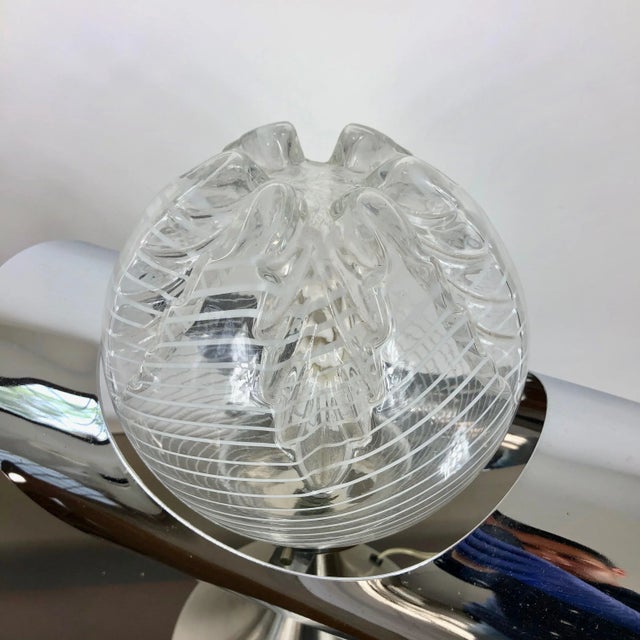 Chrome, Steel & Glass Table Lamp, Italy, 1970s, Set of 2 For Sale - Image 10 of 11