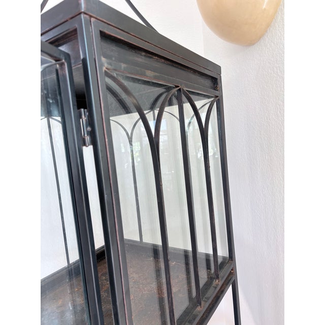 Metal Late 19th Century Tall Gothic Cathedral-Style Iron & Glass Terrarium Vitrine on Stand For Sale - Image 7 of 11