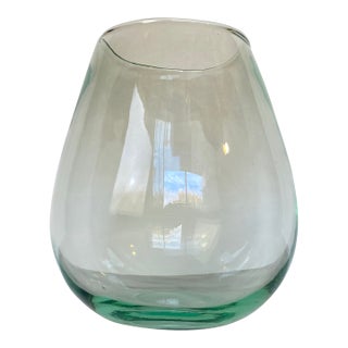 Vintage Hand-Blown Pale Turquoise Glass Vase, Tapered Form For Sale