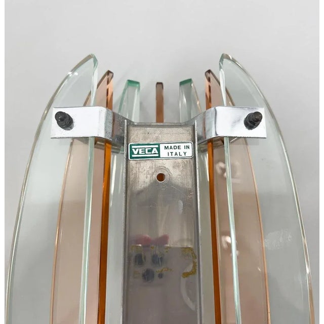 Italian Murano Glass & Chrome Sconces by Veca, 1970s, Set of 2 For Sale - Image 9 of 12