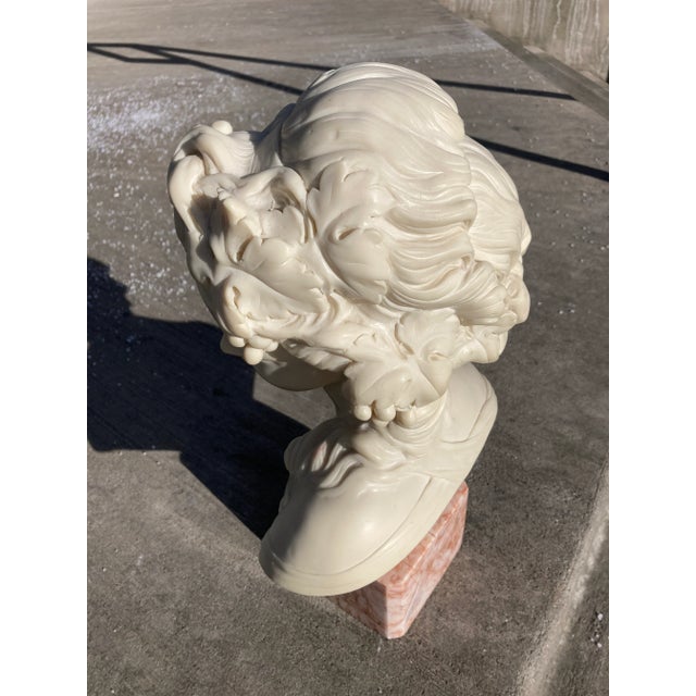 Off-white Bust of 19th Century French Woman on Cube Marble Mount After Grinam Niam Paris For Sale - Image 8 of 13