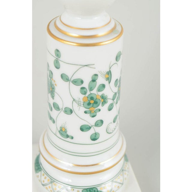 Porcelain Candlestick with Green Indian Pattern Decoration from Meissen For Sale - Image 3 of 5