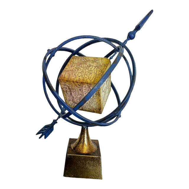 Blue and Golden Vintage Global Armillary Sphere For Sale