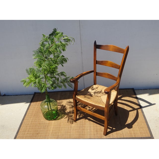 Wood and Straw Grandfathers Armchair, 1980s For Sale - Image 4 of 13
