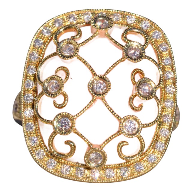 The 154th Avenue: Pink Coral and Natural Diamond Cocktail Ring in Yellow Gold For Sale