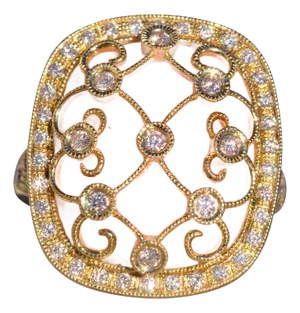The 154th Avenue: Pink Coral and Natural Diamond Cocktail Ring in Yellow Gold