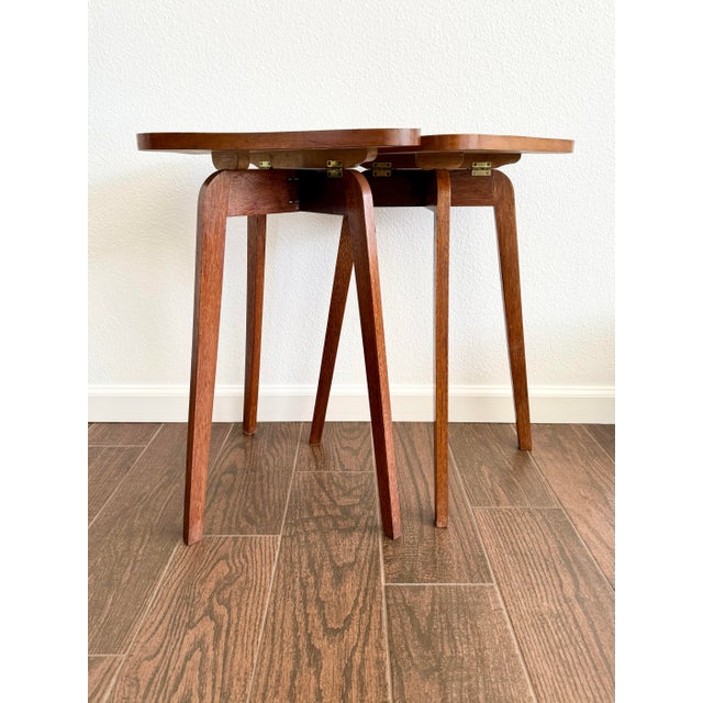 Pair Of Vintage Modern Folding Triangular Side Tables Artisan Made MCM GREAT pair of unique tables. Multi-use tables great...