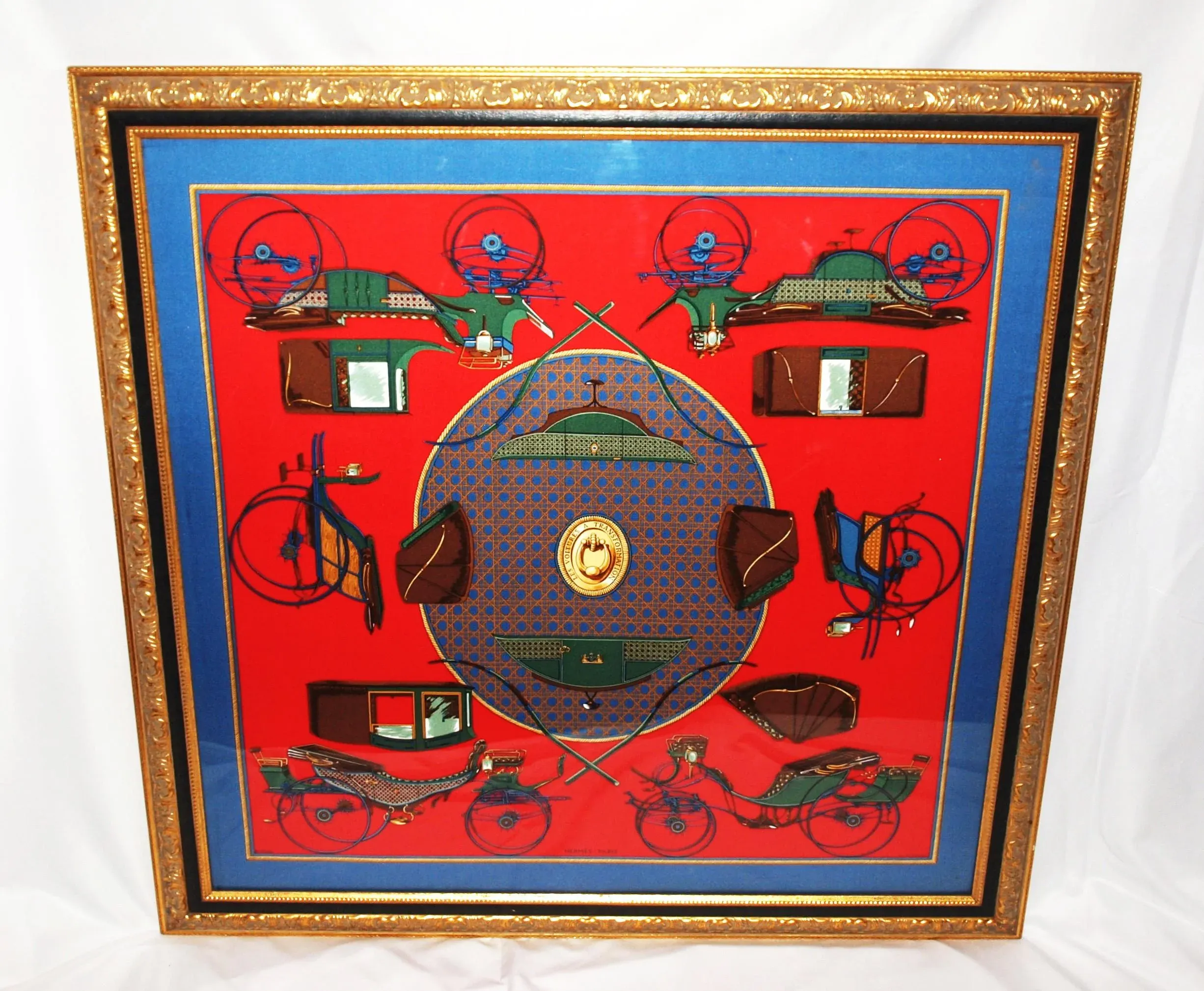 Vintage Framed Hermes Scarf “Les Voitures” (A Transformation