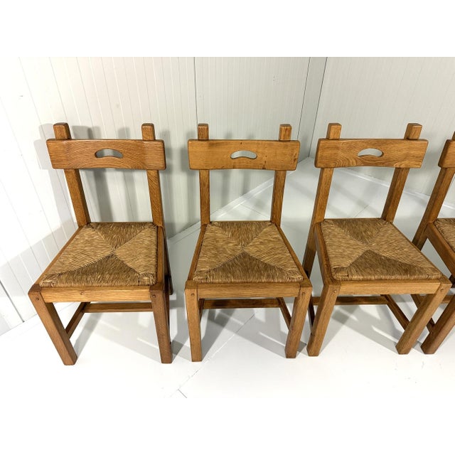 Rustic Blonde Oak Dining Chairs, 1960s, Set of 6 For Sale - Image 11 of 18