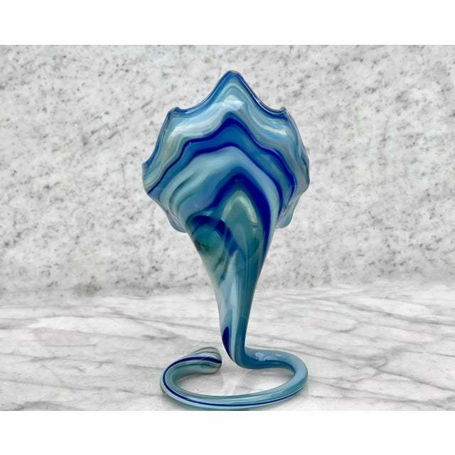 Mid-Century Art Glass Blue Slag Vase Sculpture by Sooner For Sale - Image 4 of 9