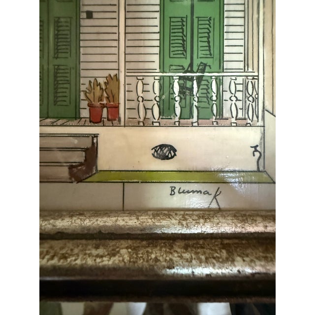 1980s Bluma Klein New Orleans “Shotgun” House Miniature Painting, Signed & Framed For Sale - Image 4 of 4