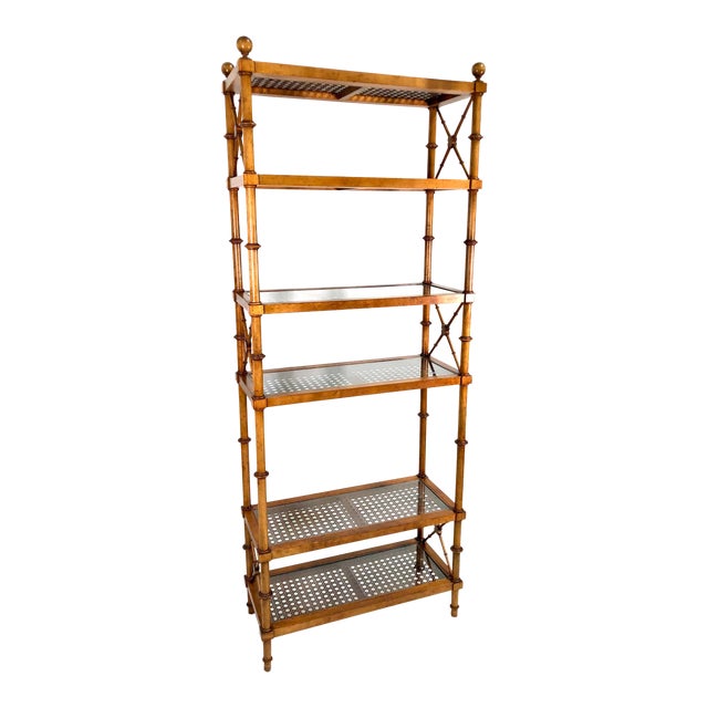 Mid Century Cane Faux Bamboo Etagere Shelf Unit Chairish