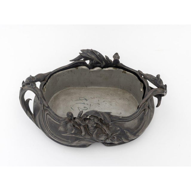 Late 19th Century Art Nouveau Fairy Amongst Lilies Pewter Jardiniere For Sale - Image 5 of 9