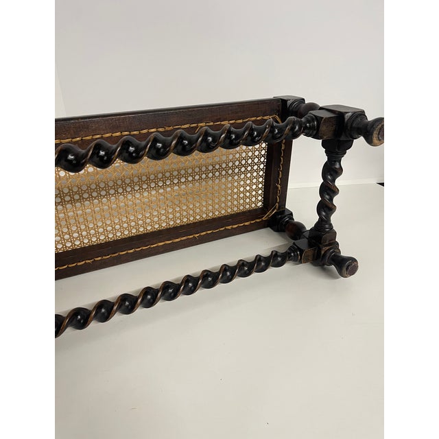 Antique English Barley Twist Jacobean Style Footstool Bench/Ottoman For Sale - Image 9 of 10