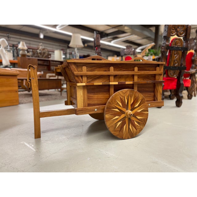 Hand Crafted Folk Art Costa Rican Oxcart Wagon Bar Cart With Intricate Marquetry For Sale - Image 14 of 14