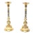 1980s Candle Holders Neoclassical Brass and Chrome Candle Sticks - a Pair For Sale