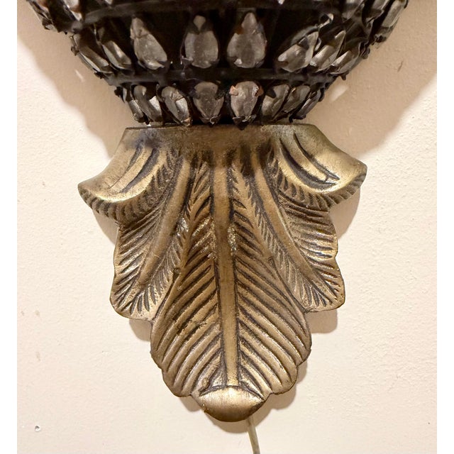 Hollywood Regency Brass and Crystal Sconces, Usa, 1990s For Sale In New York - Image 6 of 13