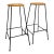 Pair of Mid-Century Modern Woven Rattan and Black Iron Bar Stools For Sale