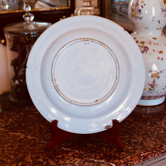 Large Delftware Rococo Blue and White Charger For Sale - Image 10 of 11