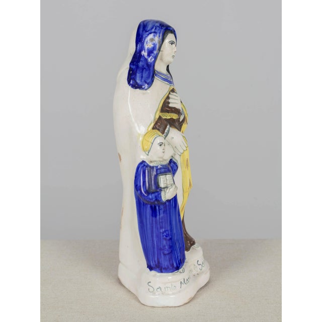 Henriot Quimper French Henriot Quimper Faience Statue of Virgin Mary & St. Anne For Sale - Image 4 of 10