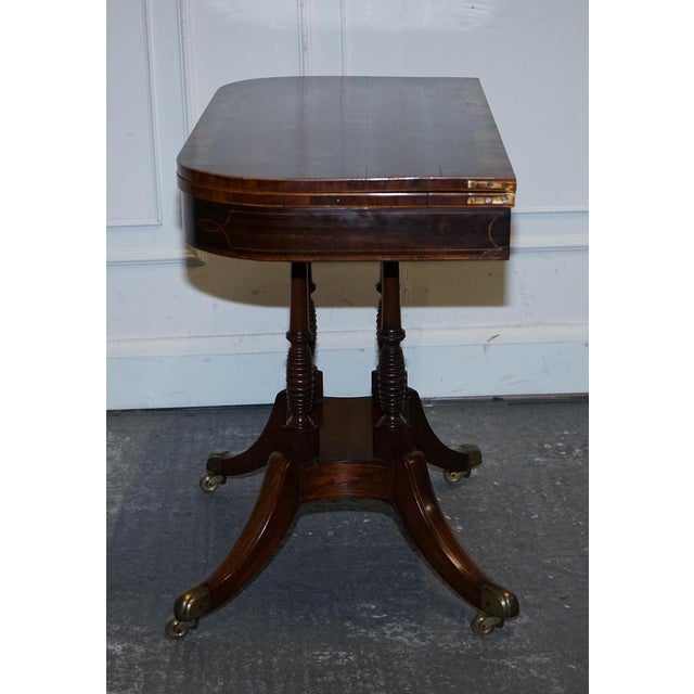 Georgian Folding Games Table with Brass Castors For Sale - Image 4 of 18