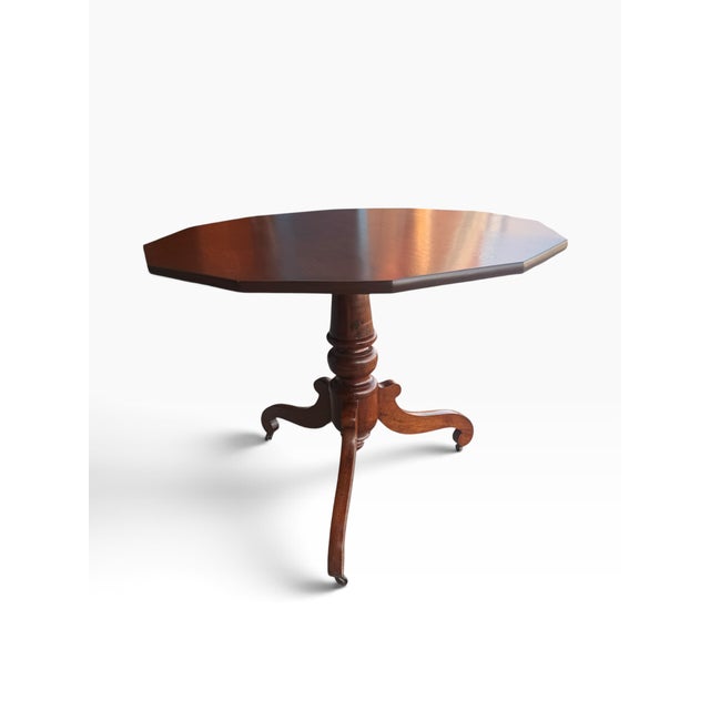 Early 20th Century Antique Octagonal Pedestal Dining Table on Casters For Sale - Image 4 of 16