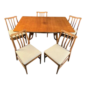 Mid 20th Century Walnut Sculptural Dining Set by Blowing Rock - Set of 6