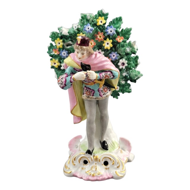 Chelsea Style Porcelain Figure of Actor with Mask from Edmé Samson Paris, 1860-1880 For Sale