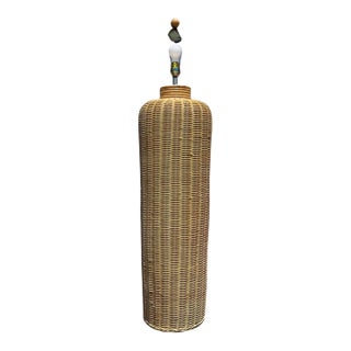 Coastal Woven Wicker Vessel Floor Lamp For Sale