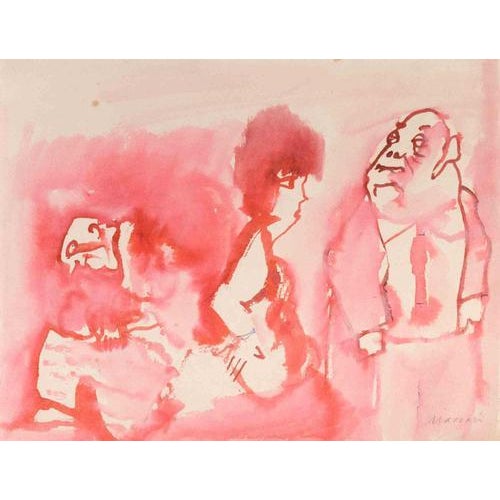 Mino Maccari, He Says he was Martirano's Lover and Wants\., 1970s, Watercolor on Paper For Sale - Image 4 of 4