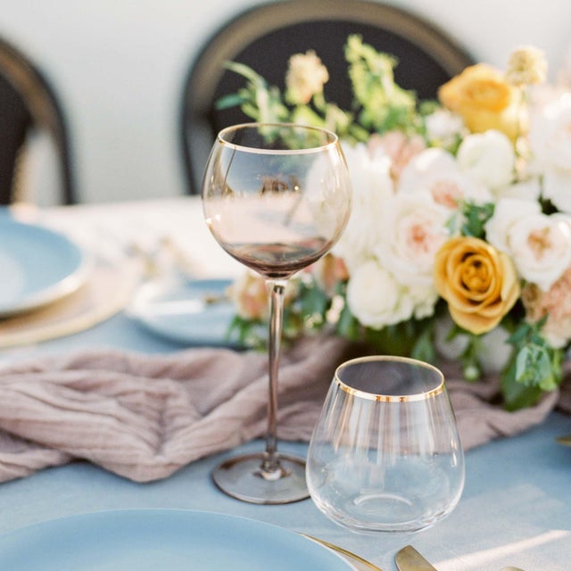 Contemporary Siren White Wine Goblets - Fawn with Gold Rim, Set of 4 For Sale - Image 3 of 4