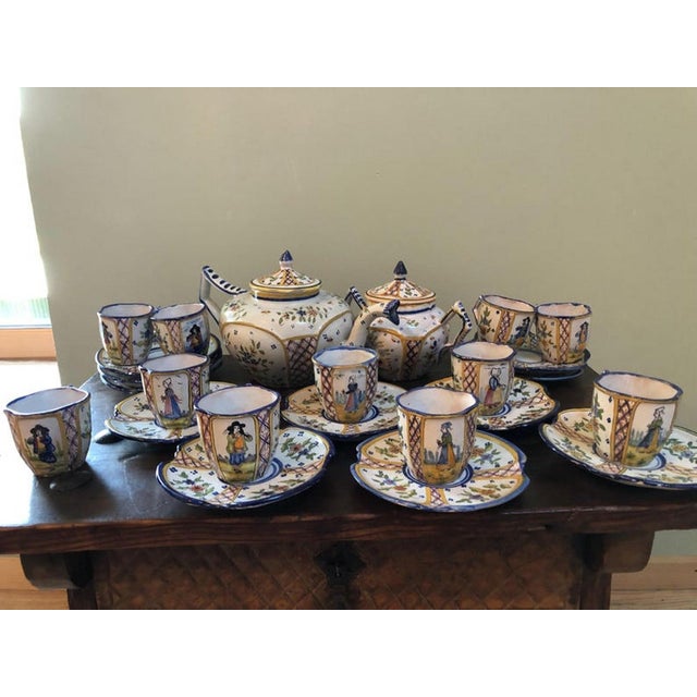 Antique Coffee Set from Henriot Quimper Faience, 1890s-1910s, Set of 24 For Sale - Image 18 of 18