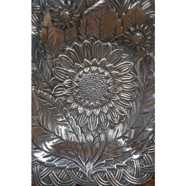 1980s 1983 Haldon Group Aluminum Footed Sunflower Basket Pedestal Compote For Sale - Image 5 of 9