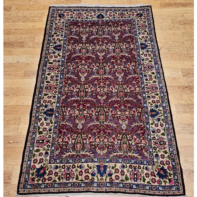 Vintage Persian Tabriz Area Rug, Handwoven All Over Tree of Life Pattern, Red & Yellow, 5’ X 7’ For Sale In Chicago - Image 6 of 12