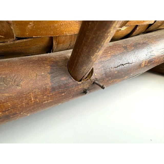 Late 19th Century Vintage Late 19th Century Woven Bentwood Log Basket For Sale - Image 5 of 12