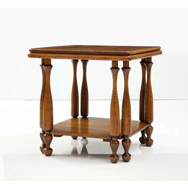 Arts & Crafts 1940's French Two Tier Large Oak Side Table For Sale - Image 3 of 13