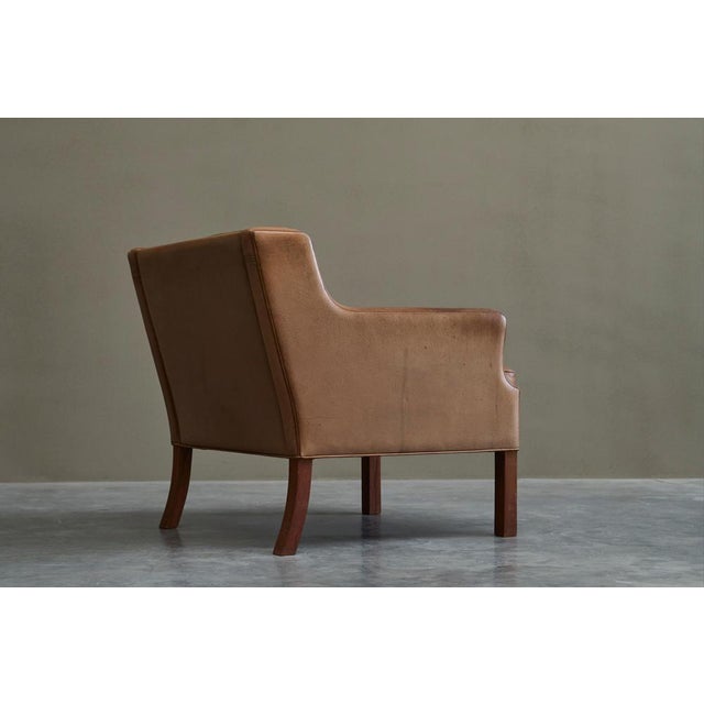 Scandinavian Lounge Chair in Patinated Cognac Leather by Børge Mogensen, 1950s For Sale - Image 12 of 15