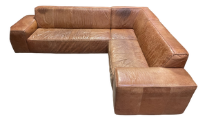 Large Leather Corner Sofa, 1980s