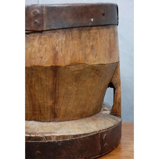 This old hand made mortar is thought to be made in Belgium, early 20th century and shows signs on past use. It is a larger...