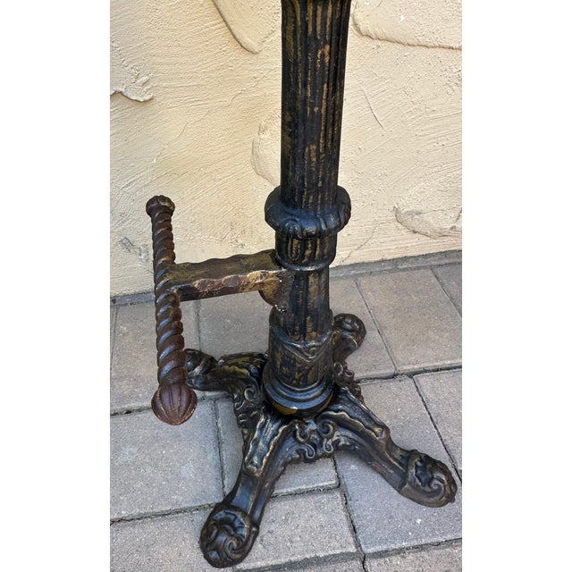 Early 1900s Antique Heavy Cast Iron Bar Stools Barley Twist- A Pair For Sale In San Francisco - Image 6 of 14
