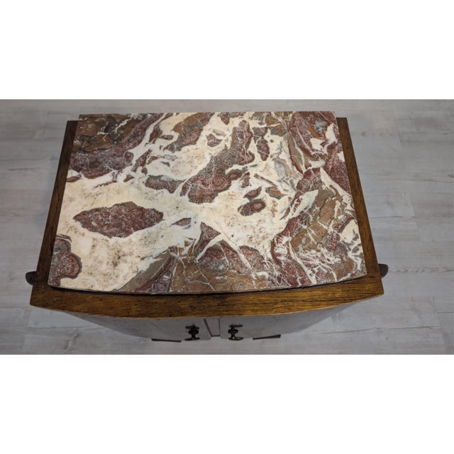 Art Nouveau Oak Cabinet with Marble, 1920s For Sale - Image 9 of 13