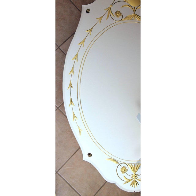 1930s Art Deco Etched Gold Wall Mirror | Chairish