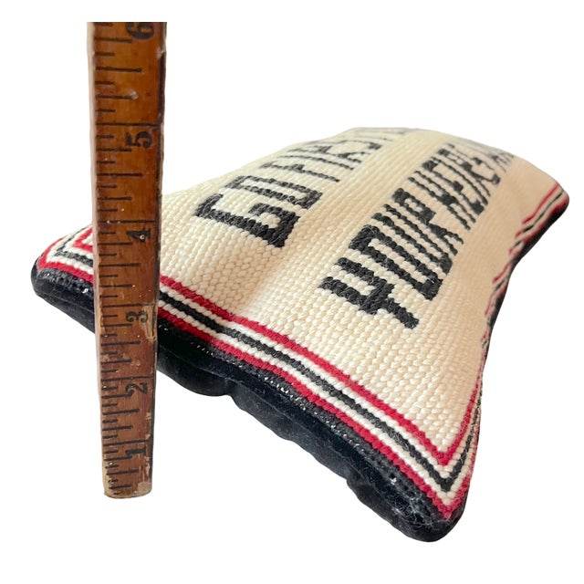 Vintage Needlepoint Lumbar Pillow “Go First Class Your Heirs Will” For Sale In Jacksonville, FL - Image 6 of 6