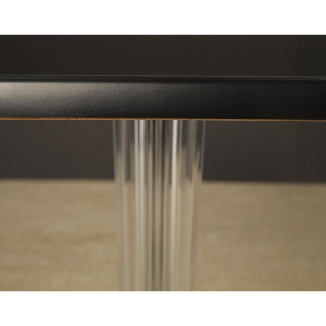 1990s Vintage Kartell Side Table, 1990s Italian Postmodern Table, Lucite Pedestal Table, Black Square Accent Table For Sale - Image 5 of 11