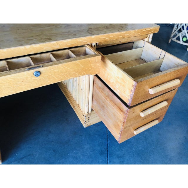 1940s Boho Chic Rattan Executive Desk Chairish